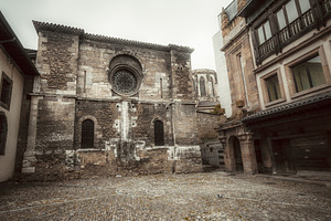 Old stone church facade, an Architecture Photo by SkyNext