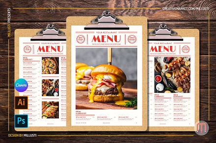 Art Deco Menu Template with Photo