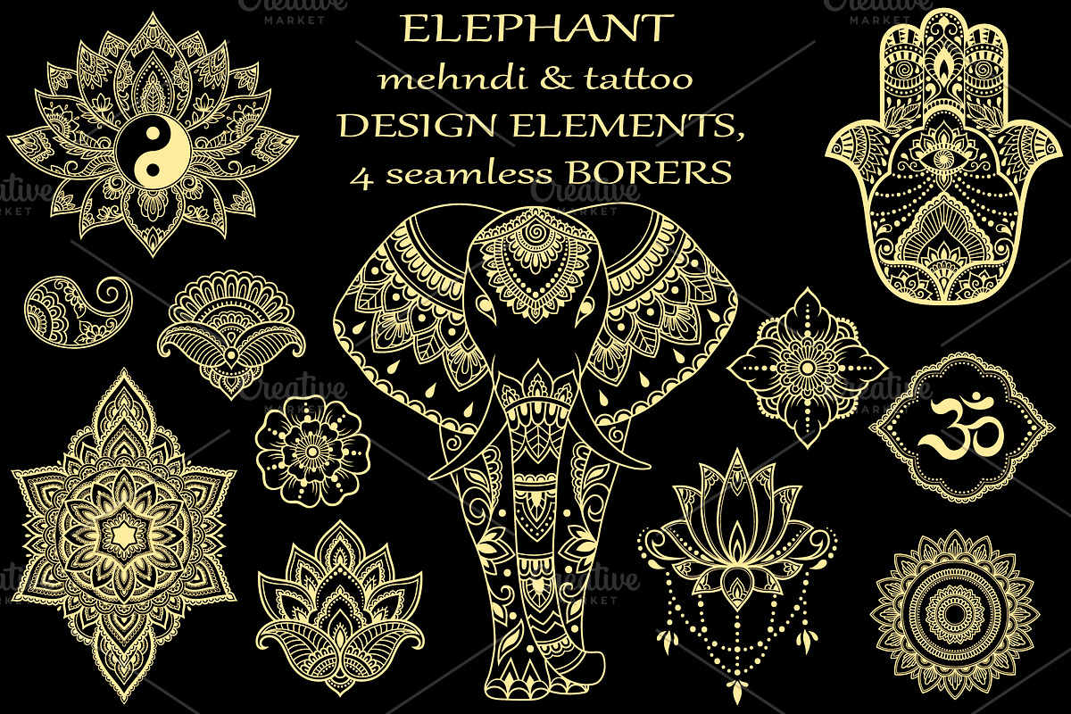 Elephant,decorative elements, a Decorative Illustration by Katika Shop (Photo 5 of 8)