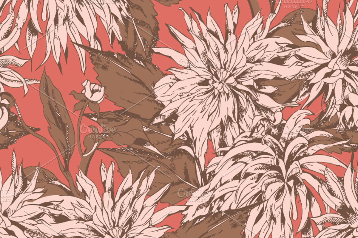 Vintage Dahlias Set, a Pattern Graphic by Marina Grau (Photo 5 of 5)