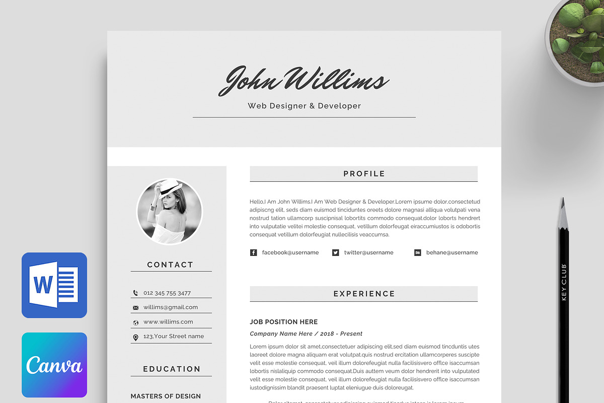 Resume / CV Template | Canva & Word, a Resume Template by CreativeZoom (Photo 1 of 7)