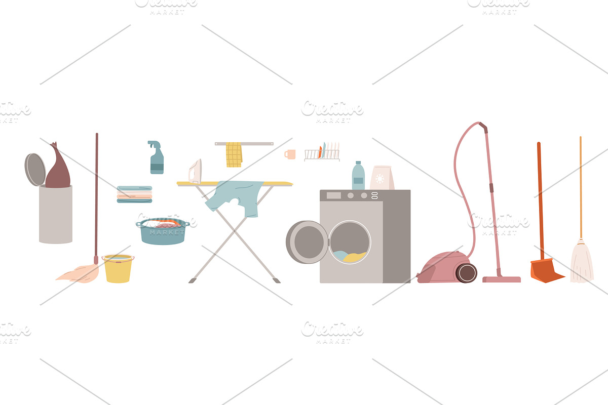 Household elements. Isolated cartoon, a Technology Illustration by Valerie Bodnar