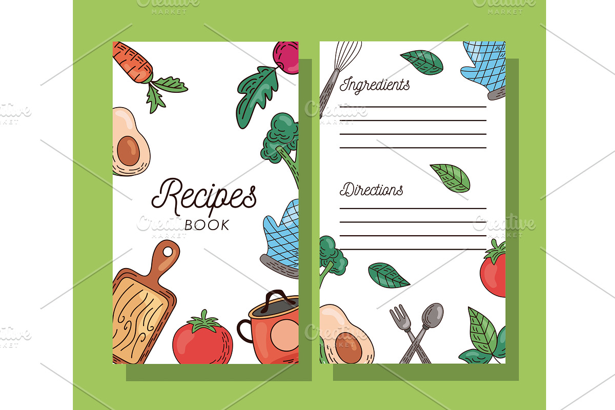 recipes book lettering, a Food Illustration by studiogstock