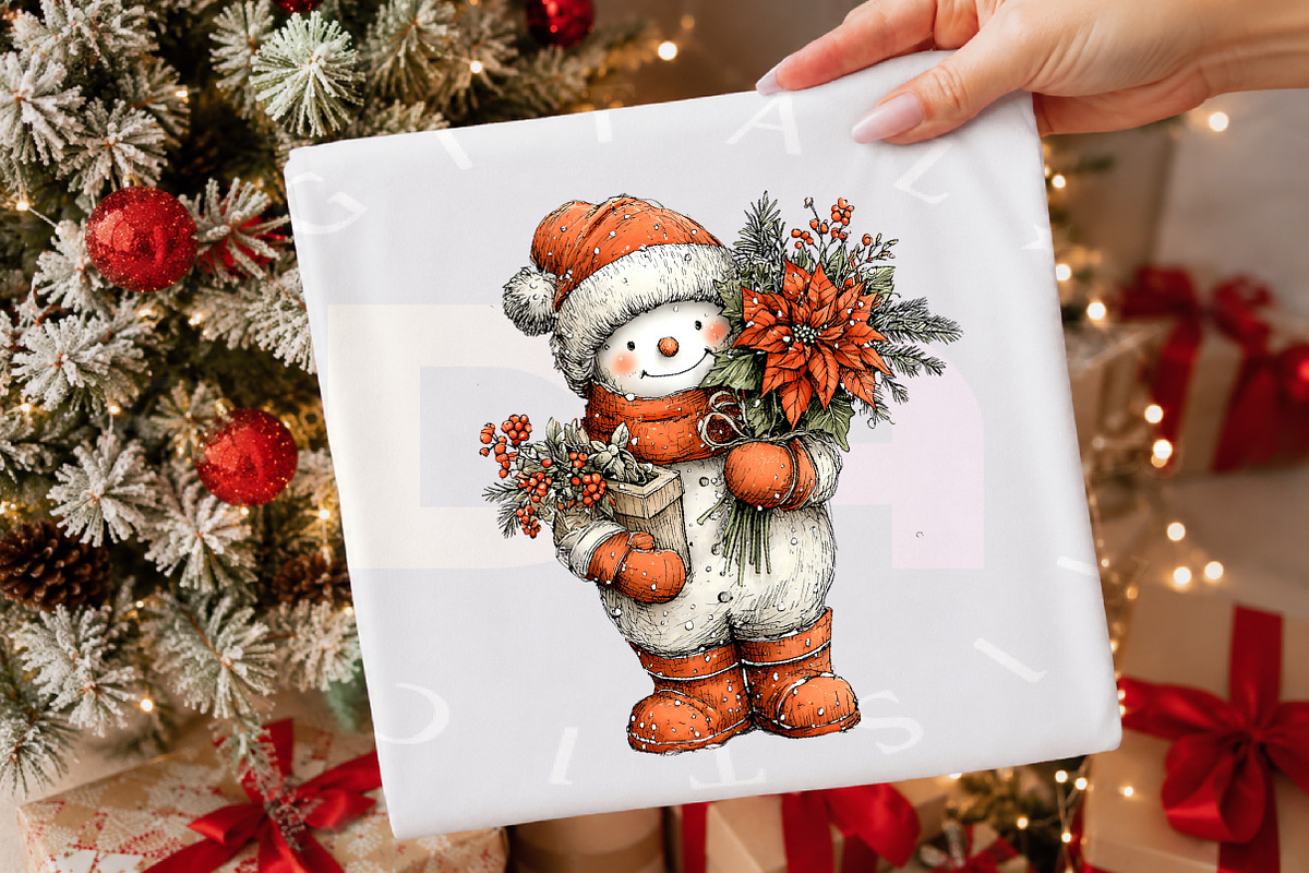 Whimsical Christmas Snowman Clipart, a Transportation Illustration by Digital Artistic99 (Photo 4 of 7)