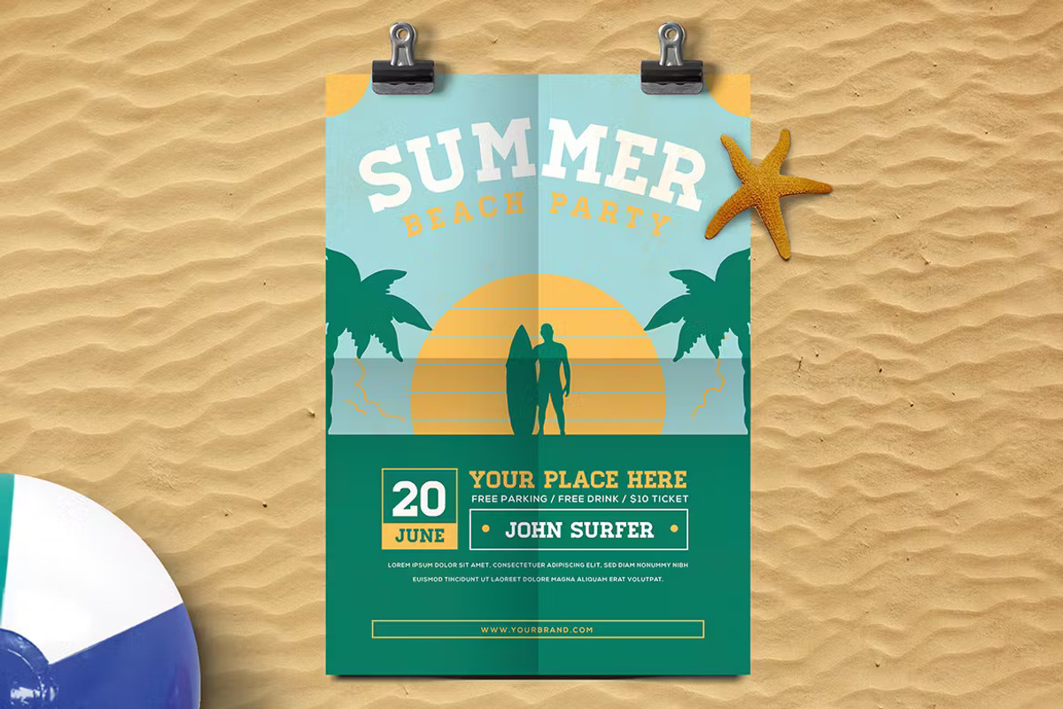 Summer Beach Surfer Flyer, a Flyer Template by UInstrument (Photo 3 of 4)