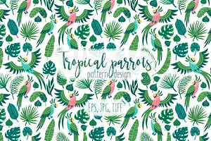 Tropical parrots. Pattern design