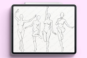 Procreate dynamic female pose stamps, a Brush Add-On by KsTumanova (Thumbnail 2 of 3)