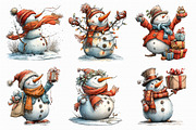 Red Christmas Snowman Clipart, an Illustration by Libby Wishes (Thumbnail 3 of 7)