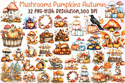 Watercolor Mushrooms and Pumpkins Au, an Illustration by Sublimation Artist (Thumbnail 1 of 6)
