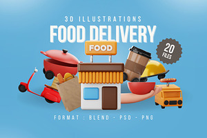 Food Delivery 3D Icon Pack