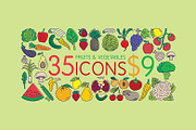 35 Icons - Fruits & Vegetables, an Icon by Babic Goran (Thumbnail 1 of 2)