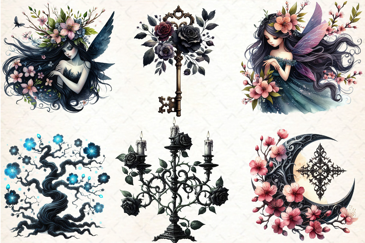 Gothic Spring Sublimation Clipart, an Illustration by DreamCafeArt (Photo 3 of 5)