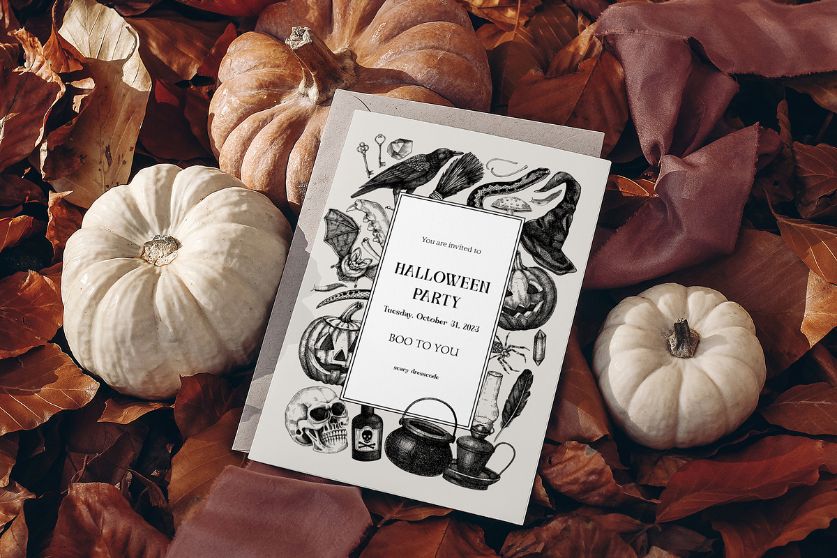 Vector Halloween sketches & designs, a Seasonal Illustration by Yevheniia (Photo 6 of 10)