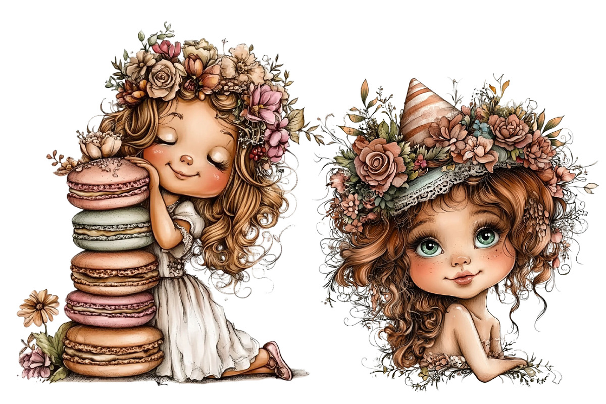 Whimsical Birthday Girls Clipart PNG, a Seasonal Illustration by CitraGraphics (Photo 4 of 4)