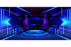 Futuristic digital podium with blue, a Technology Illustration by art PVP - market