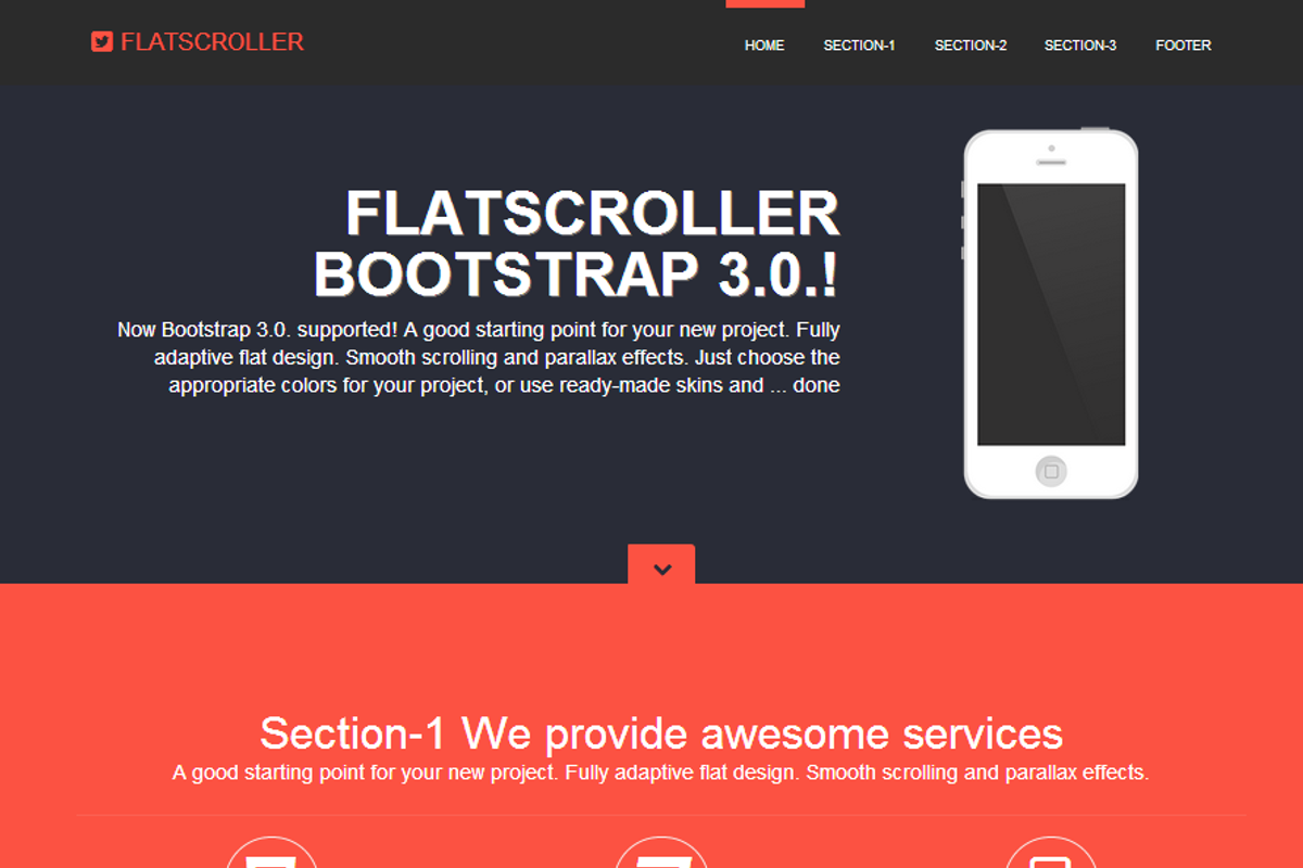 FLATSCROLLER Bootstrap 3.0. landing, a Landing Page Template by Bootstraptor (Photo 1 of 5)