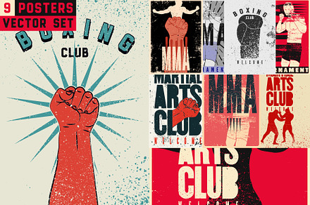 Boxing/MMA grunge vector poster set., a Sport Illustration by PoPaShop