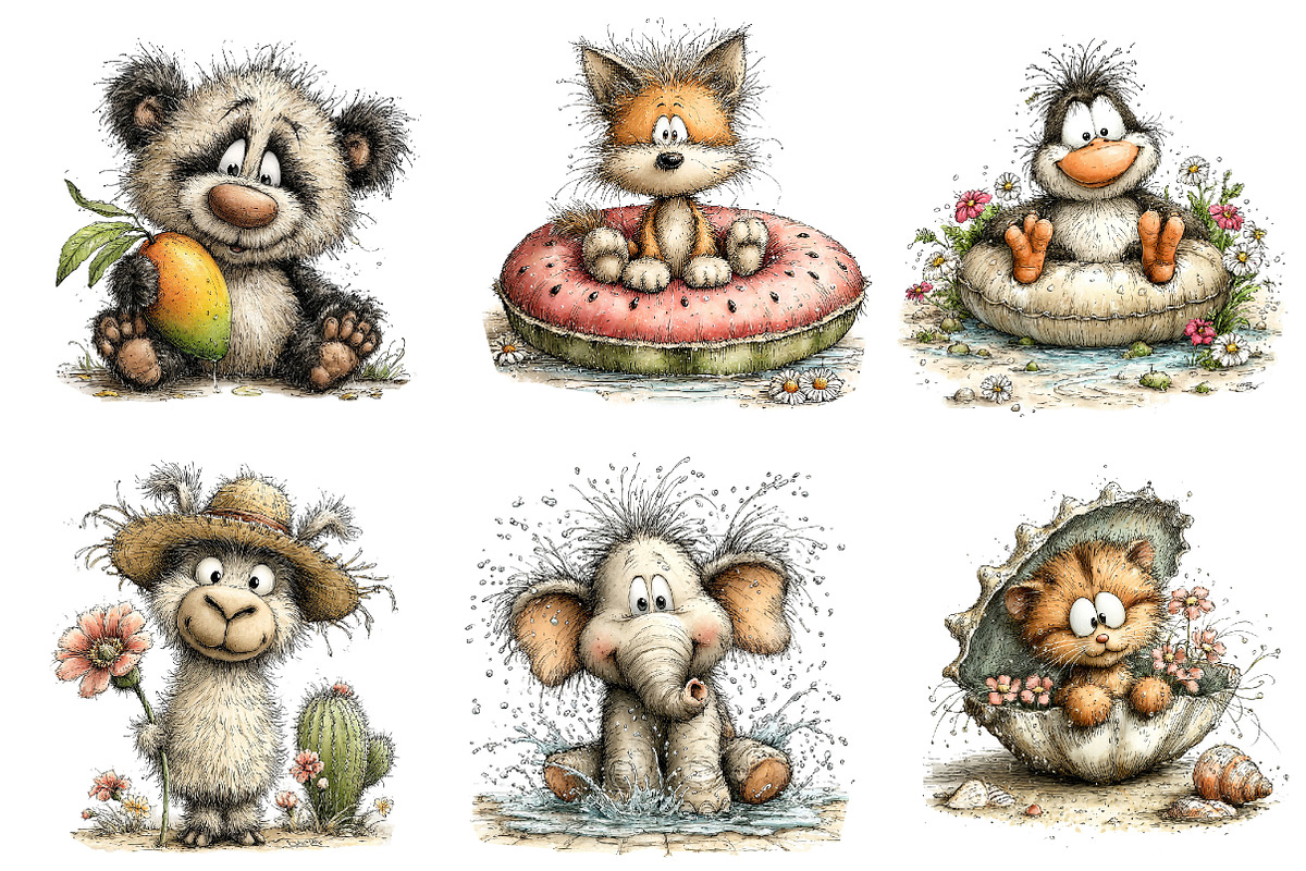 Whimsical Summer Animals Clipart, an Illustration by Dream Creation (Photo 3 of 8)