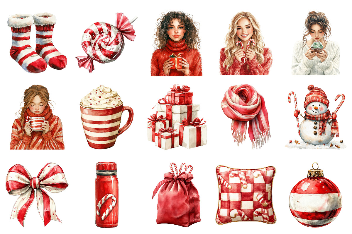 Cozy Winter Candy Cane Clipart, an Illustration by Daily.Designs (Photo 3 of 4)