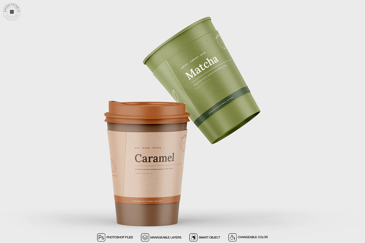 Paper Cup Mockup Set – 5 PSDs, a Packaging Mockup by SmokyPixels (Photo 3 of 6)