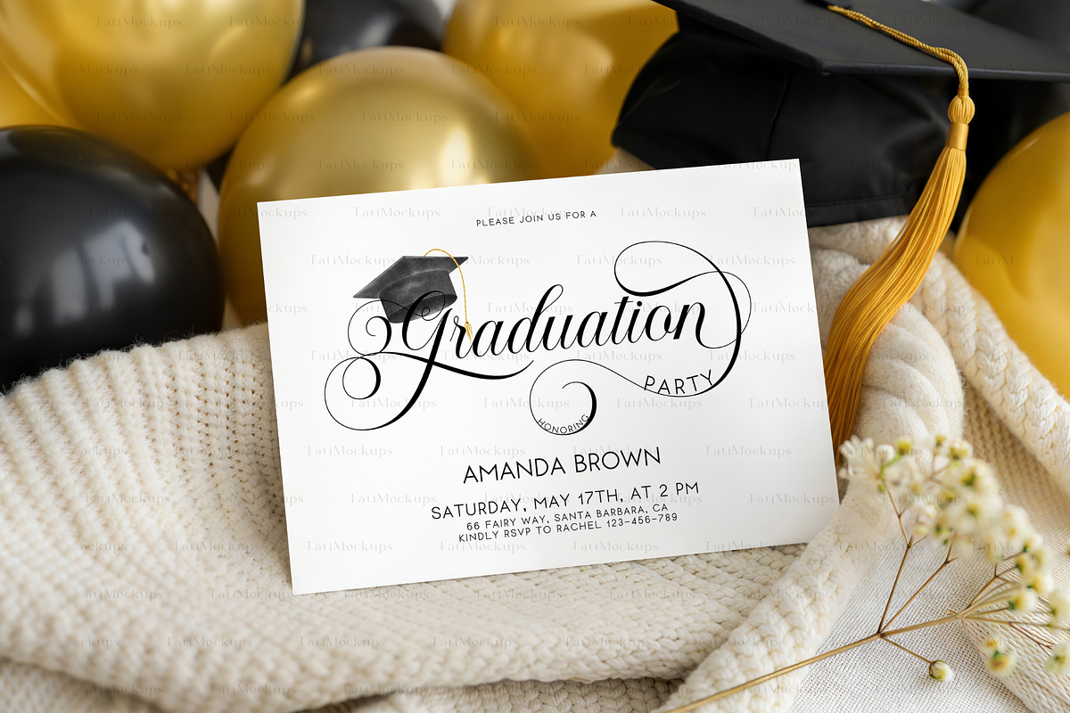 Graduation Invitation Card Mockup, a Product Mockup by TatiMockup (Photo 4 of 4)