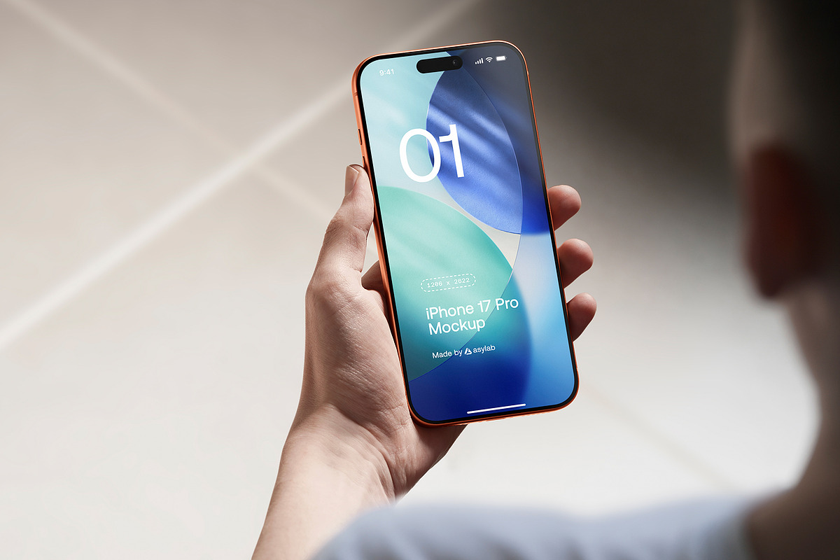 24 iPhone 17 Pro in Hand Mockups, an iPhone Mockup by Asylab (Photo 67 of 107)