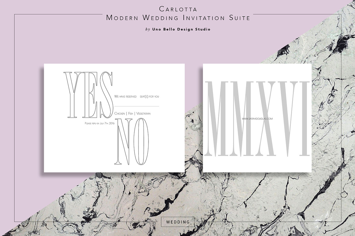 Carlotta Modern Wedding Stationery, an Invitation Template by Uno Bello Design Studio (Photo 3 of 5)