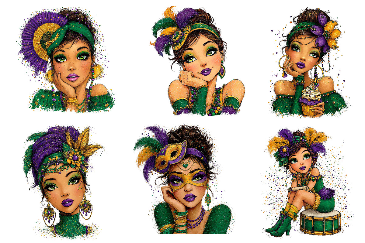 Mardi Grass Girl Clipart, an Illustration by Dream Creation (Photo 4 of 6)