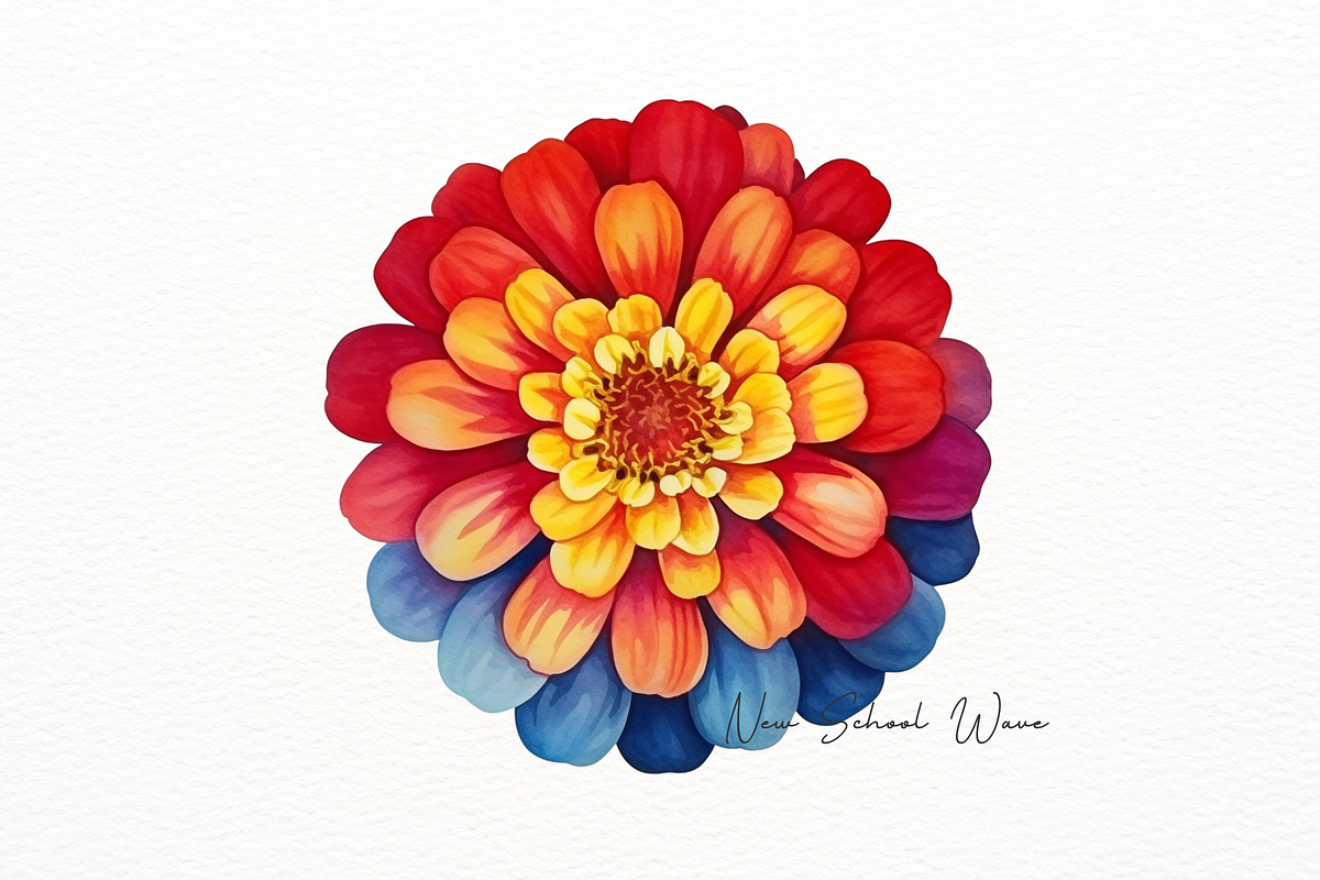 Vibrant Watercolor Zinnia Flower, a Decorative Illustration by New-School-Wave (Photo 3 of 5)