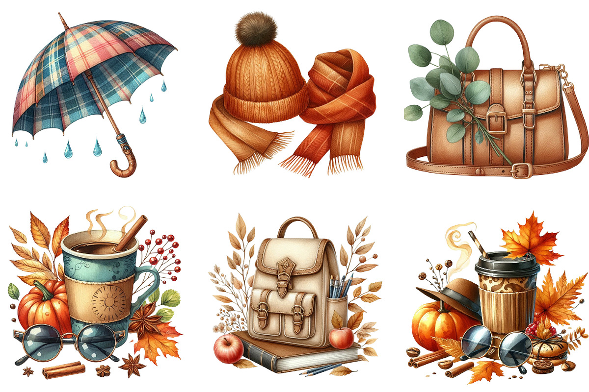 Watercolor Autumn Fashion Clipart, an Illustration by DreamArtGraphic (Photo 4 of 6)