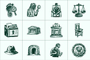 Vintage Law Icons Set, an Object Illustration by Prosymbols (Thumbnail 7 of 8)