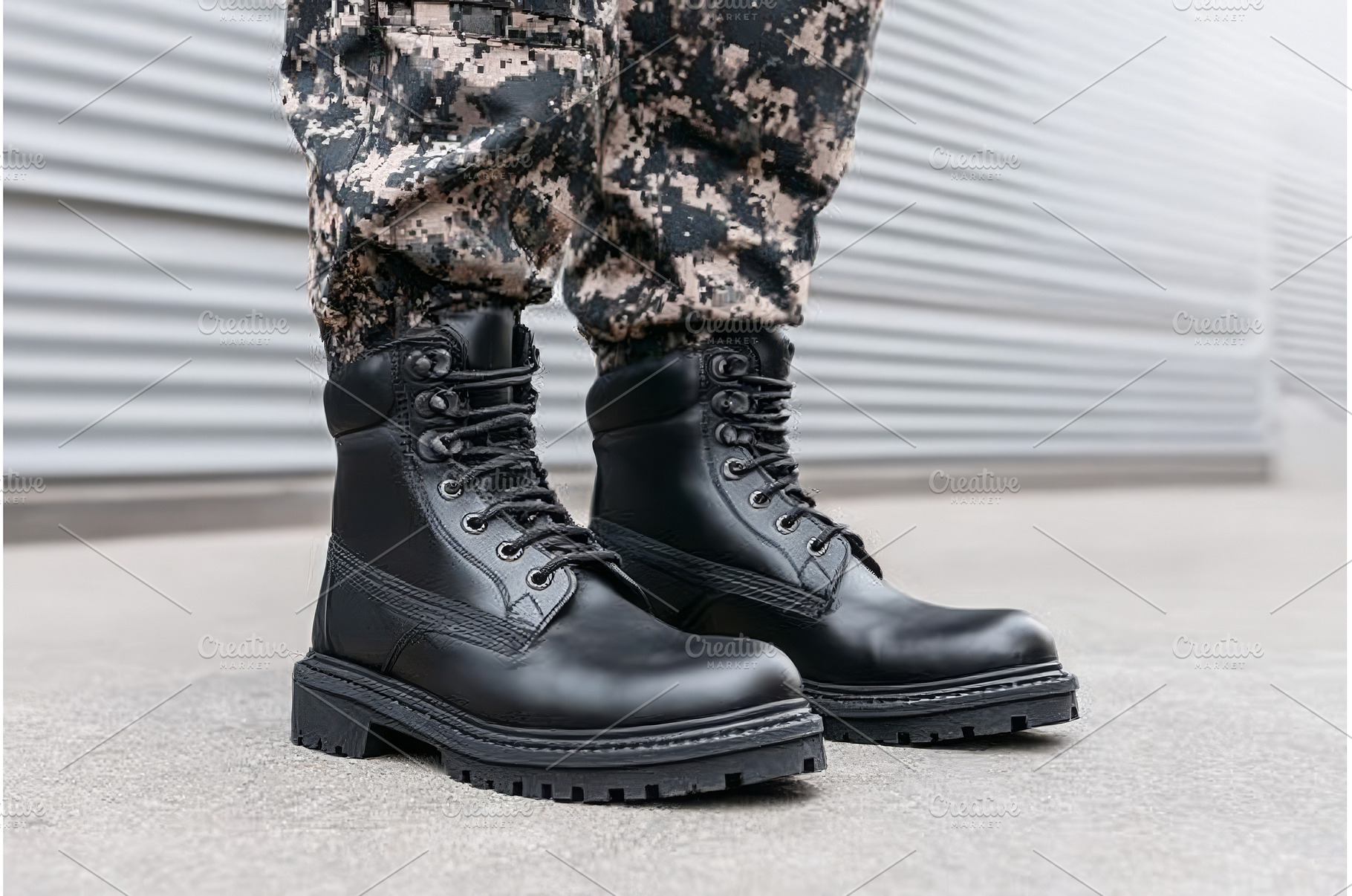 Heavy black leather work boots used, a Person Photo by ZinetroN