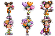 Whimsical Valentine Girl Clipart, an Illustration by DreamArtGraphic (Thumbnail 3 of 4)