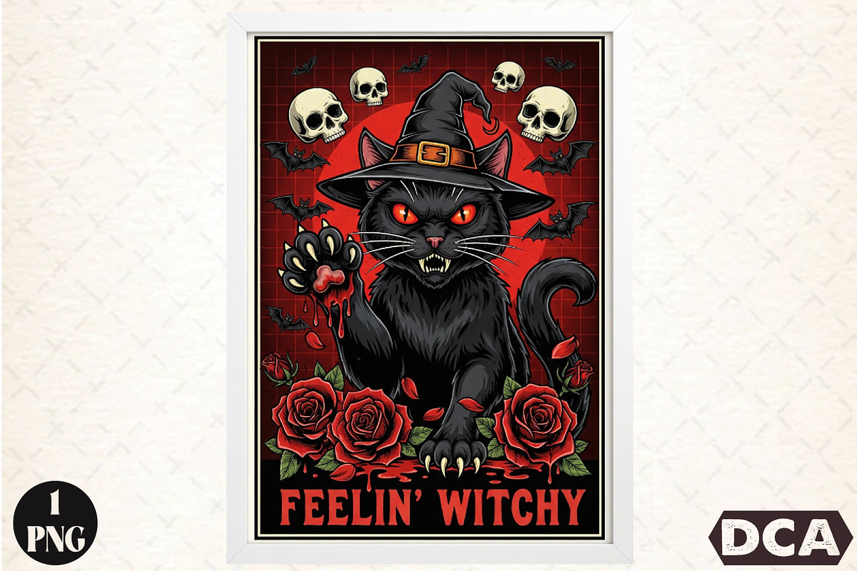 Feelin' Witchy Png,,Cats Crazy Png, an Illustration by DreamCafeArt (Photo 1 of 7)