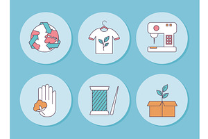 slow fashion round icons, an Object Illustration by studiogstock