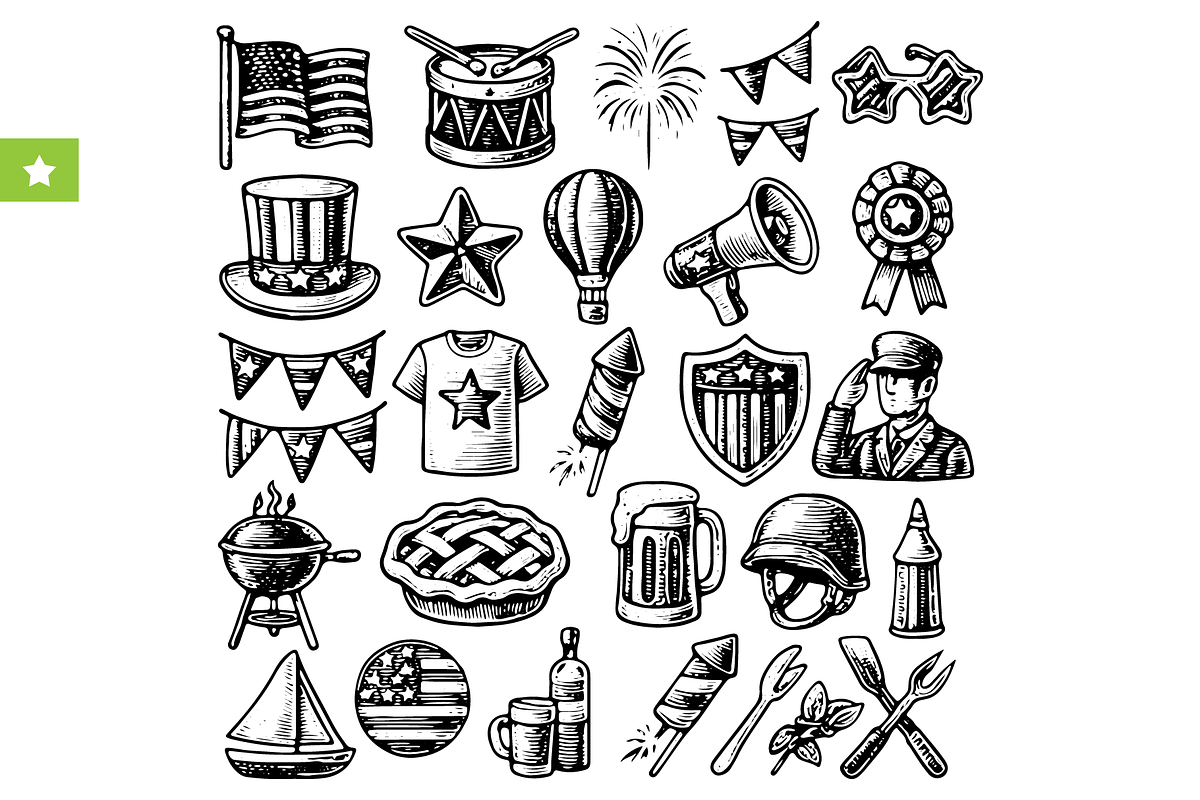 4th of July Icons Set, an Object Graphic by RT Studio