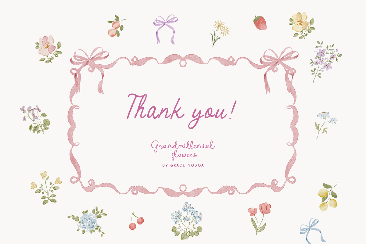 Grandmillenial whimsy flowers stripe, an Object Graphic by Grace Noboa Illustrations (Photo 14 of 14)