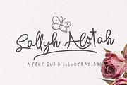 Sallyh Alotah & Illustrations, a Script Font by MissinkLab Studio (Thumbnail 1 of 7)
