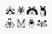 Christmas Mask Hand Drawn Set, an Animal Illustration by Art's and patterns (Thumbnail 3 of 11)