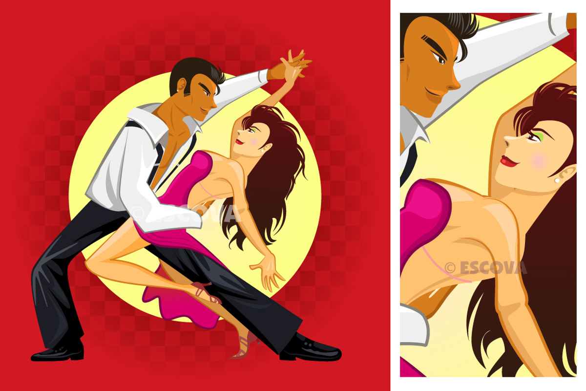 Salsa Dance Ilustration Vector, an Illustration by vectorbender village