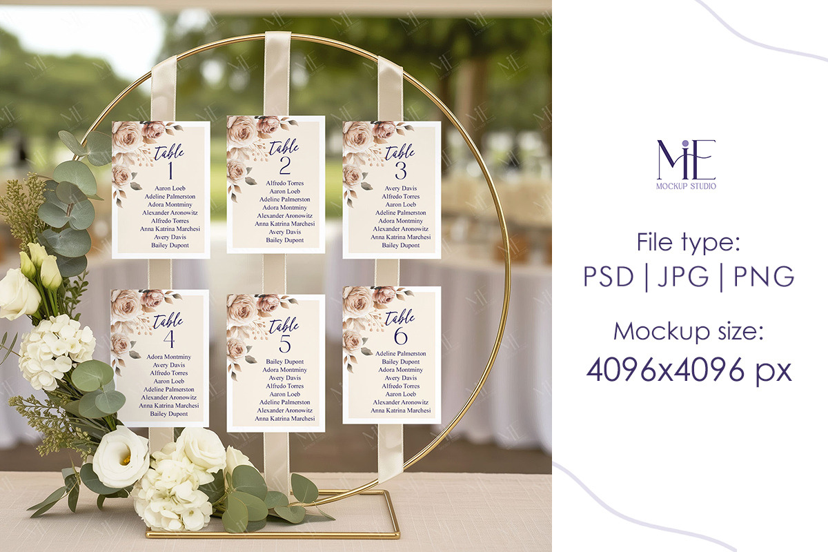 Seating Chart Mockup PSD Canva 5x7, a Mockup by Mie Mockup Studio (Photo 2 of 7)