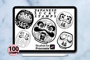 100 procreate Japanese lucky stamps, a Brush Add-On by Arts For Peace (Thumbnail 6 of 9)
