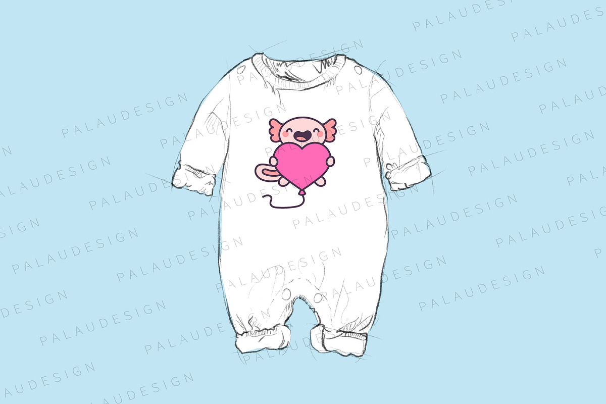 Kawaii Axolotl with Balloons, an Animal Illustration by Palau (Photo 7 of 12)