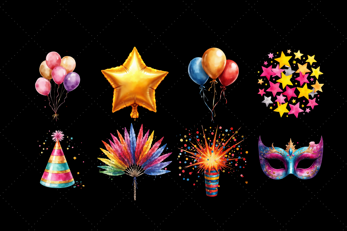 New Year Celebration Clipart Bundle, a Decorative Illustration by FloridPrintables (Photo 2 of 7)