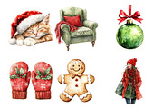 Watercolor Classic Christmas Clipart, an Illustration by SinaCreation (Thumbnail 3 of 7)