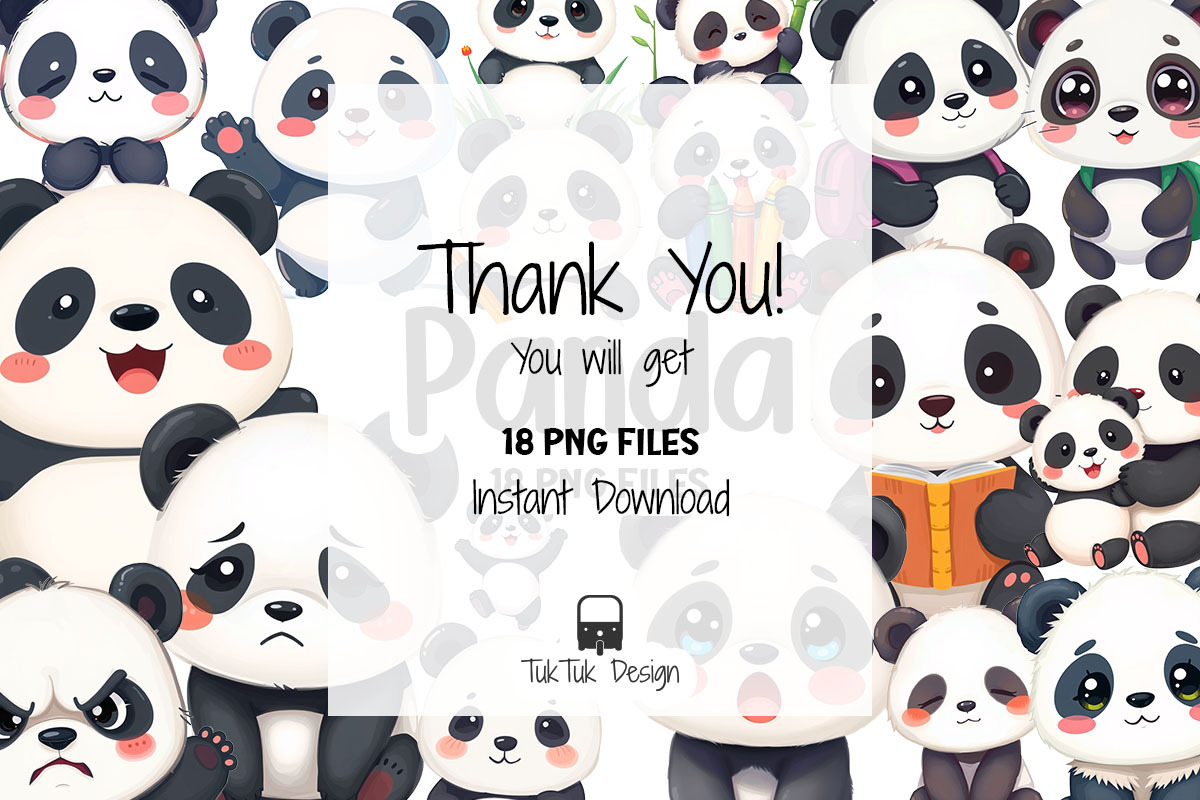 Panda cute cartoon, Kawaii PNG, an Illustration by TukTuk Design (Photo 2 of 2)
