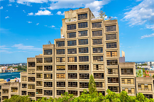 Sirius, a brutalist style apartment complex in Sydney, Australia. Built in 1980, an Architecture Photo by Leonid Andronov