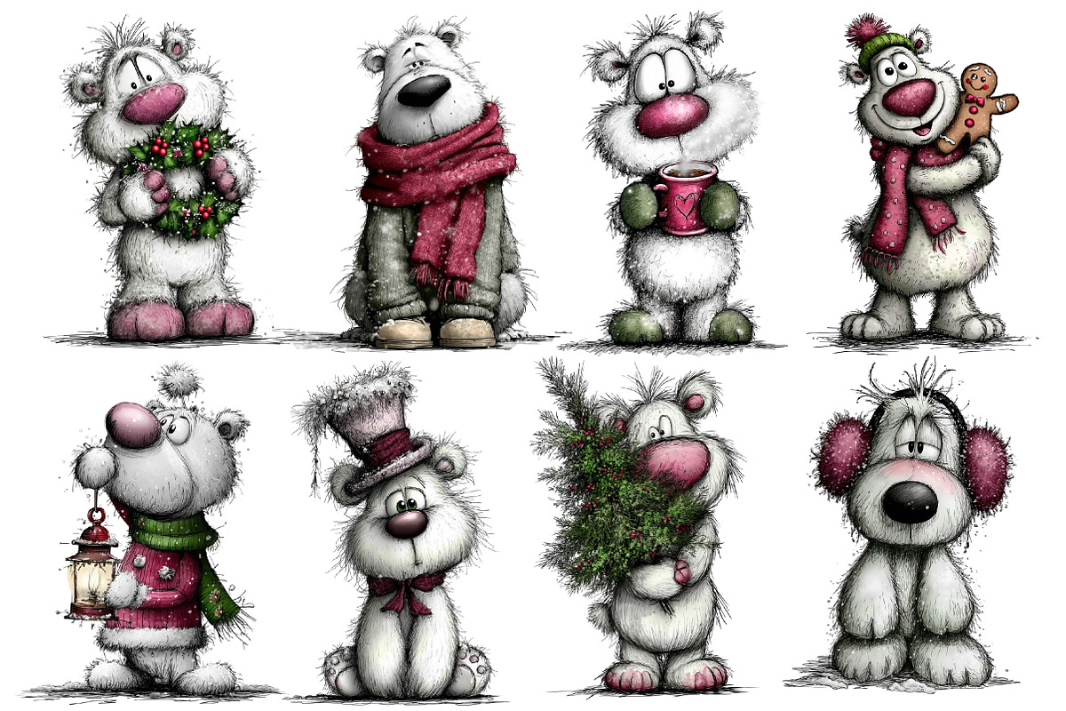Christmas Whimsical Bear Clipart, an Illustration by Dream Creation (Photo 4 of 6)