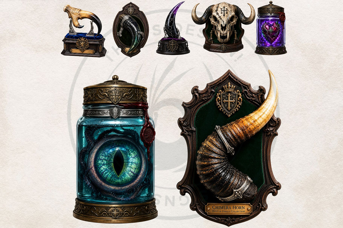 Monster Hunter Trophies PNG cliparts, a Decorative Illustration by ThatsDesignArt (Photo 9 of 11)