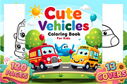 Cute Vehicles Coloring Book for Kids, a Decorative Illustration by Ink Gallery (Thumbnail 1 of 4)